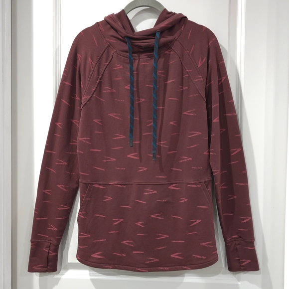 Title nine Tops - TITLE NINE Manresa Maroon Burgundy Active Hoodie,  Pink Accents, French Terry, S